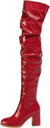 Generic Womens Over Knee Leather Boots Chunky Heel Long Warm Lined Casual Outdoor Boot