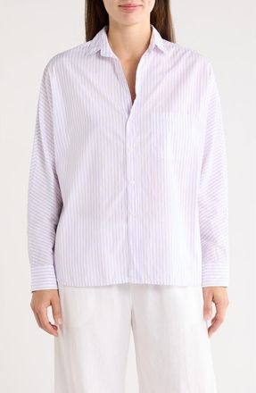 Frank & Eileen Continuous Cotton Button-Up Shirt in Light Purple Stripe at Nordstrom Rack, Size Xx-Small