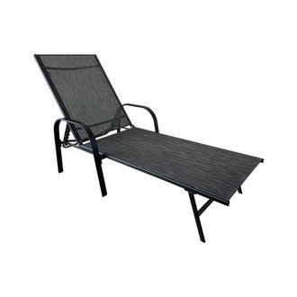 Mobili Rebecca Mobili Rebecca - Silla Reclinable Rebecca Mobili Oriri 95x195x69 Acero Poli&eacute;ster Gris Oscuro Negro Moderno