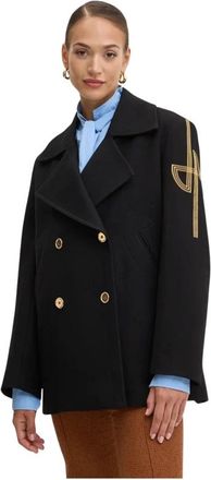 Patou Korte Dubbele-Rijjas - Dames - Mantel - Zwart - M - Wol - Jassen