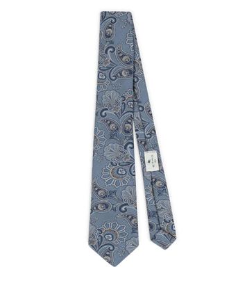 Etro floral-print jacquard tie - men - Silk - One Size - Blue