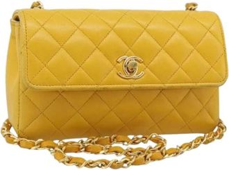 Chanel Pre-owned Vintage Cross Body Bag - Dames - Vintage Schoudertas - Geel - ONE Size - Leer - Vintage