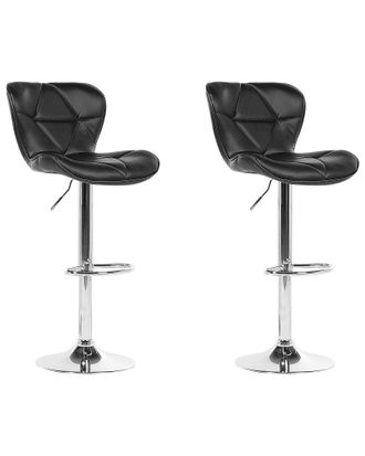 Beliani Set Di 2 Sgabelli Girevoli In Similpelle Nero Base Argento Valetta