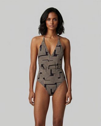 Lords of Harlech Inter Twine Womens Halter One-Piece Swimsuit in Inter Twine Black at Nordstrom, Size X-Small