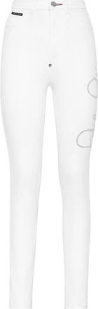 Philipp Plein Denim Super High Waist Jegging - Dames - Skinny Jeans - Wit - W26 - Denim - Jeans
