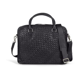 Howard London Braided Laptop Bag John - Heren - Laptoptassen - Zwart - ONE Size - Leer - Tassen
