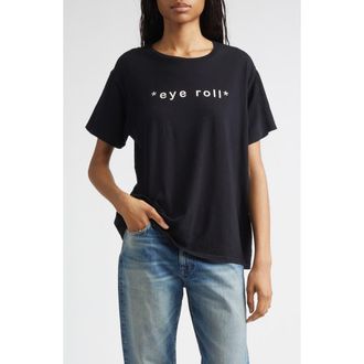 R13 Relaxed Fit Eye Roll Cotton & Cashmere Graphic T-Shirt in Black at Nordstrom, Size X-Small
