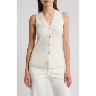 Rails Tatia Rib Button-Up Vest in Ecru at Nordstrom Rack, Size X-Large
