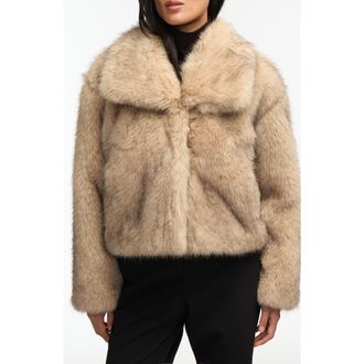 NVLT Faux Fur Crop Jacket in Gold at Nordstrom Rack, Size X-Large