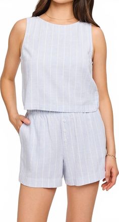 Gentle Fawn Linen Shorts In Sky Stripe