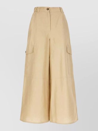 Max Mara linen high waist cargo button shorts