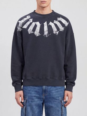 Palm Angels Felpa girocollo in cotone con logo a contrasto e spalle scese
