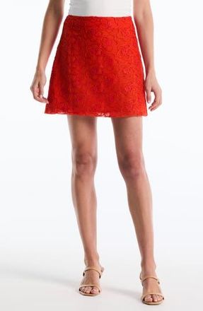 Shelli Segal Embroidered High Waist Miniskirt in Grenadine at Nordstrom Rack, Size 12