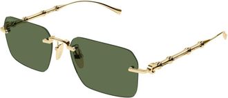 Gucci Sunglasses, male, Yellow, Size: 56 MM Frameless Rectangular Sunglasses