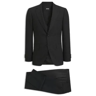BOSS Micro-patterned slim-fit suit in Italian virgin wool