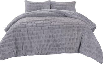 Elegant Comfort Ultra Soft Fluffy 3-Piece Faux Rabbit Fur Comforter Set All Season Warm Down Alternative