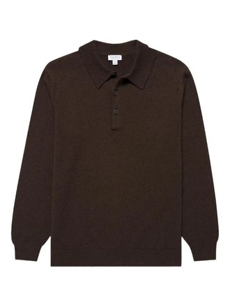 Sunspel ribbed-knit polo shirt - Bruin