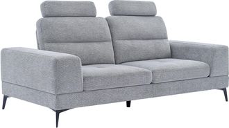 Vente-Unique Sof&aacute; de 3 plazas de tela gris texturizada con respaldo avanzable y reclinable UDALIO
