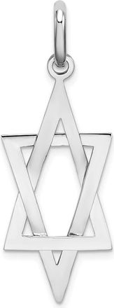 Diamond2Deal 14K White Gold Elongated Star Of David Charm