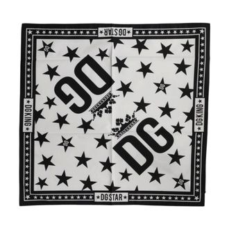 Dolce & Gabbana Pocket Scarves, male, White, Size: ONE SIZE Crown Print Square Foulard Scarf