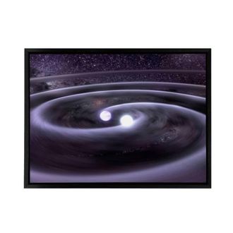 Artery8 Space NASA Binary White Dwarf Stars Framed Canvas Wall Art Print in Grey | Size: W24 x H32