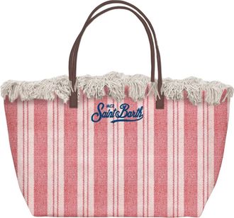 MC2 Saint Barth Tassen, Dames, Rood, ONE Size, Katoen, City Bag Fringe