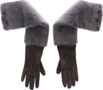 Dolce & Gabbana Mink Fur & Lambskin Gloves - Gray