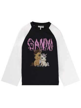 Ganni T Shirt With Print And Logo