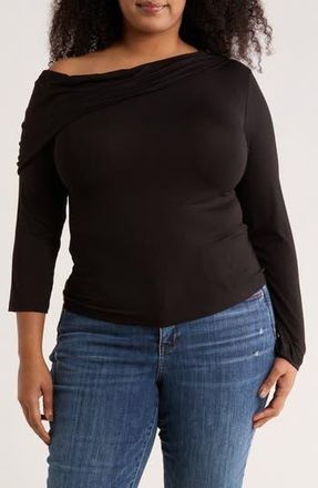 Renee C One-Shoulder Stretch Modal Top in Black at Nordstrom Rack, Size 1X