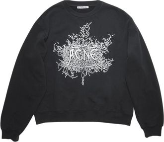 Acne Studios Fluorescerend Zwart Logo Sweatshirt - Heren - Sweatshirts - Zwart - S - Katoen - Hoodies & sweatvesten