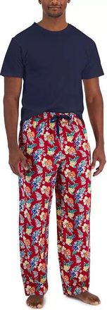 Club Room Pajama Set Mens Blue Red Tropical 2-Piece Sleepwear UPS556