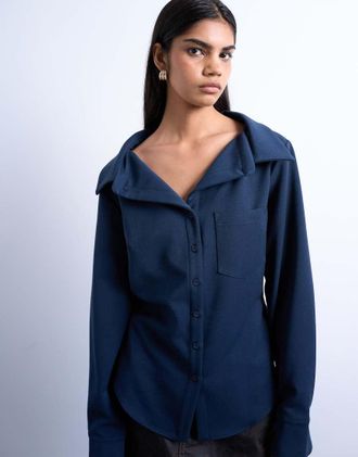 Topshop Camicia sartoriale blu navy in coordinato