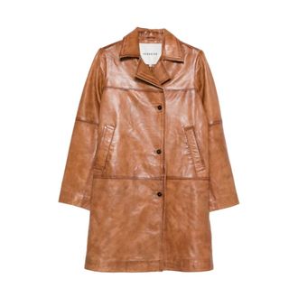 Birgitte Herskind Leather Jackets, female, Brown, 2XS, Shelly Paneled Leather Coat
