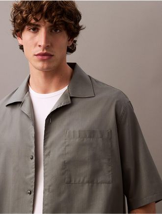 Calvin Klein Mens Cotton Gauze Relaxed Shirt - Grey - 2XL