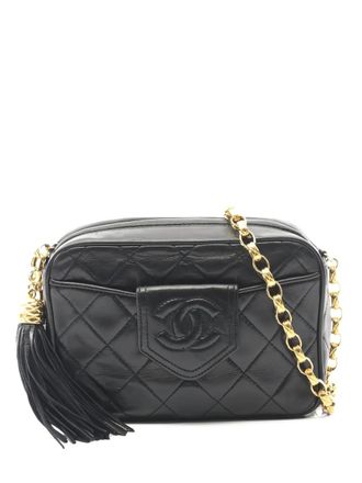 Chanel 1989-1991 chain-strap tassel mini bag - women - Lambskin - One Size - Black