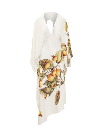 Ferragamo Asymmetrical Dress With Botanical Print