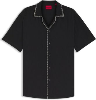HUGO BOSS Relaxed-fit shirt in cotton seersucker