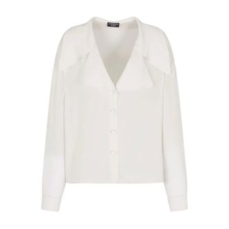 Emporio Armani Cardigans, female, White, Size: S White Button Front Shirt