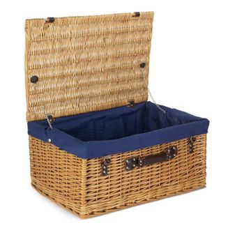 Red Hamper Wicker 60cm Cotton Lined Buff Wicker Basket in Blue