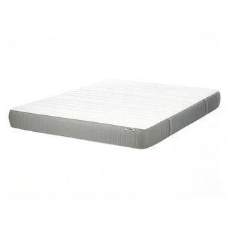 Beliani Colch&oacute;n De Espuma Visco Gel Medio Con Funda Extra&iacute;ble De Poli&eacute;ster Con Cremallera Blanco Y Gris 140 X 200 Cm Happiness