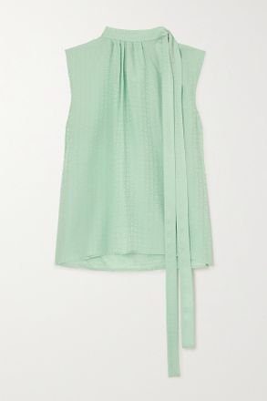 Givenchy Blusa In Seta Jacquard Con Fiocco - Verde