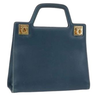 Ferragamo Pre-owned Hand Bag - Dames - Pre-owned - Blauw - Maat: ONE Size Leer