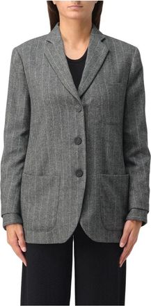 Giorgio Armani Stijlvolle Jassen - Dames - Blazers - Grijs - S - Leer - Jassen