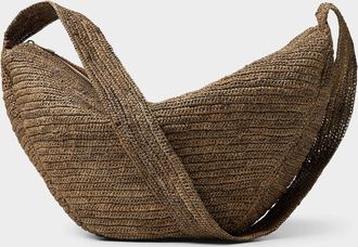 Ibeliv Mens Braided raffia straw half-moon bag