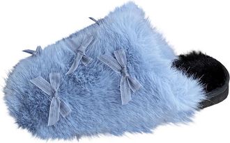 Generic Womens Winter Fleece Fur Lining Slippers Slip On Winter Warm Cozy Mules Slippers Indoor Outdoor Soft Shoes with Memory Foam