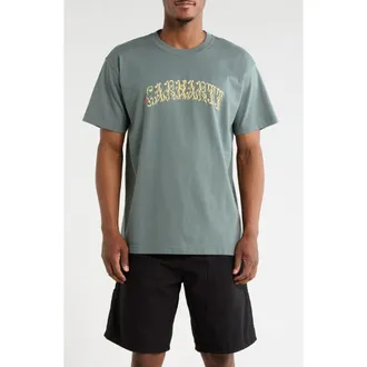 Carhartt Work in Progress Logo Organic Cotton Graphic T-Shirt in Velvet Green at Nordstrom, Size Xx-Large