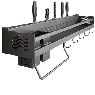 OEM Estante Para Especias De Pared Sin Necesidad De Taladrar - 6 Ganchos Extra&iacute;bles - Dimensiones 14 X 40 Cm - Almacenamiento Optimizado En La Cocina