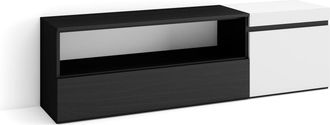 Skraut Home Skraut Home - Mueble Tv, Televisi&oacute;n, Muebles De Sal&oacute;n, Almacenaje, 150x45x35cm, Para Tv Hasta 65, Con Almacenamiento, Estilo Moderno, Blanco Y Negro
