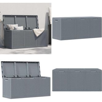 vidaXL Contenitore da Giardino Grigio in Rattan PP 270 L - Contenitore in rattan - Contenitore da esterno
