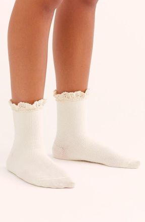 Free People Beloved Waffle Knit Ankle Socks in Ivory at Nordstrom